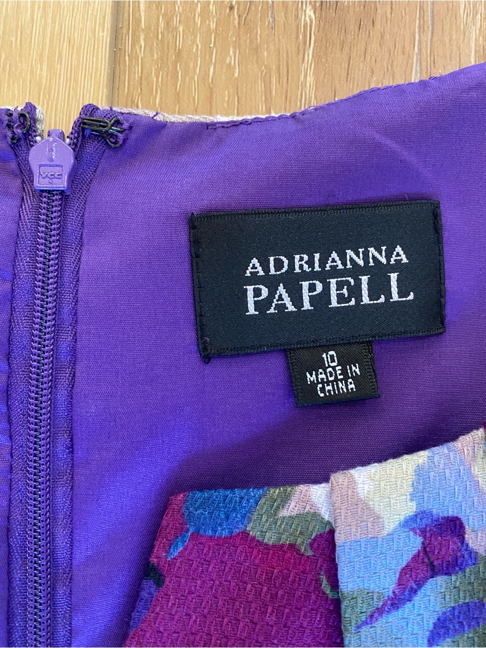 Adrianna Papell Dress Floral Sheath Purple Summer Wedding Guest Women’s 10 - Picture 5 of 9